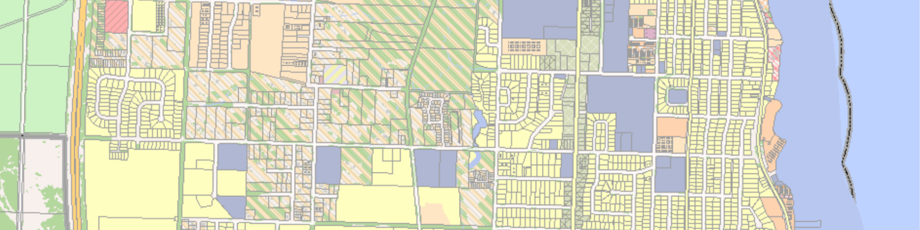 Zoning map with different colours to show different zoning areas