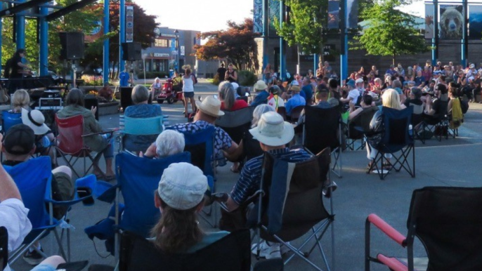 People gathered at Spirit Square.