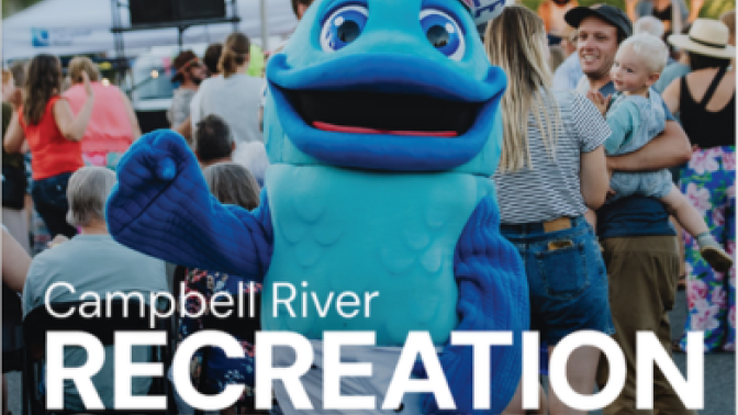 Mr. Tyee the City's mascot waves at the camera at a CR Live Streets event.