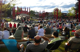 Image of people gathering around Spirit Square for an Event
