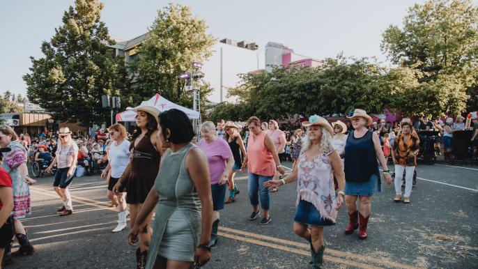 Line dancing participants